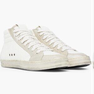 Women's P448 Bambi High Top White and Tan High Top Sneakers, Size 38EU